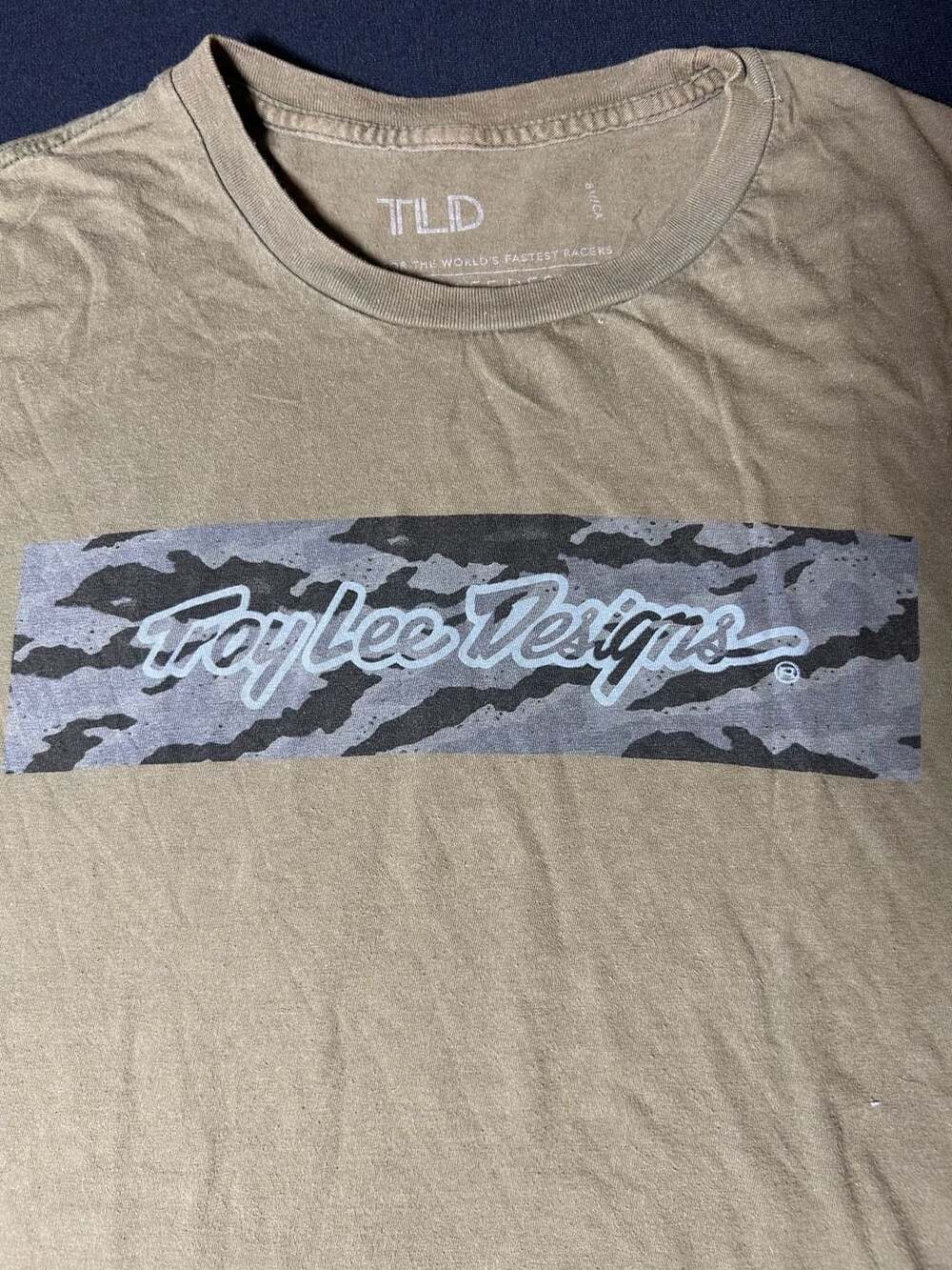 Troy Lee Designs T Shirt Mens L Olive Green Camo Logo Graphic TLD MTB Motocross